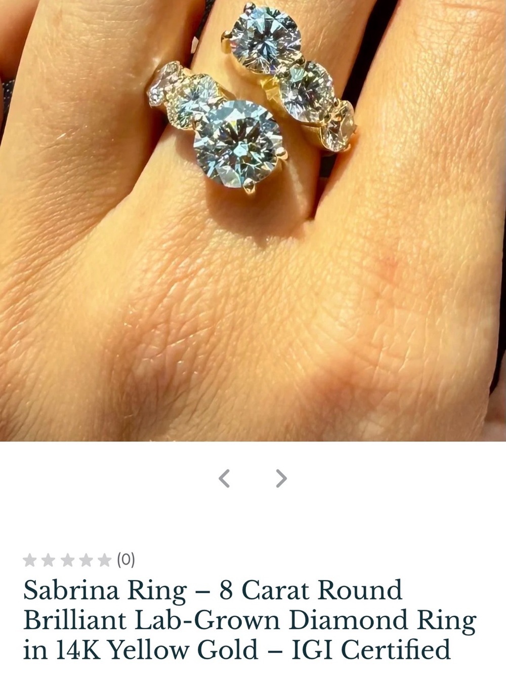 14K Gold 7 CTW Lab-Grown Diamond size 7 but adjustable